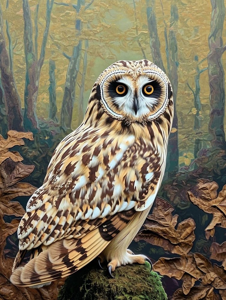Short Eared Owl Relief Illustration 2