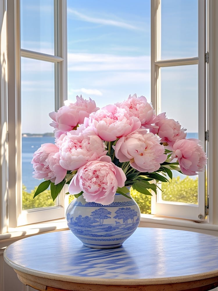Graceful Gathering: Peony Vase Print