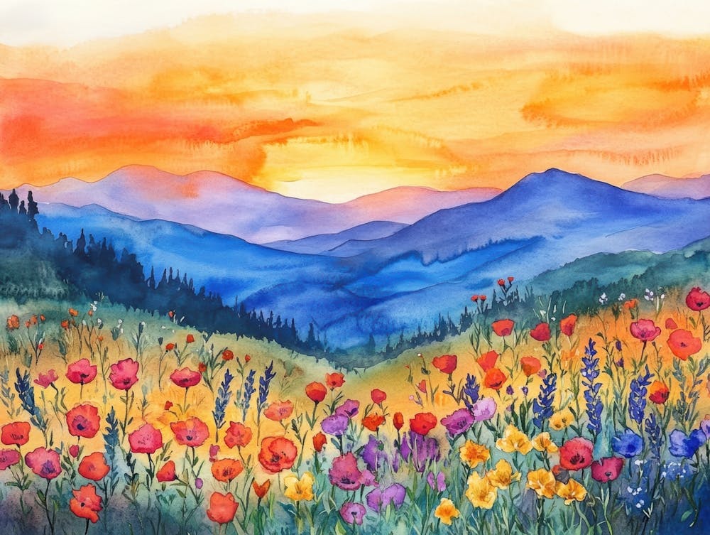 Watercolor Of Flowers 1