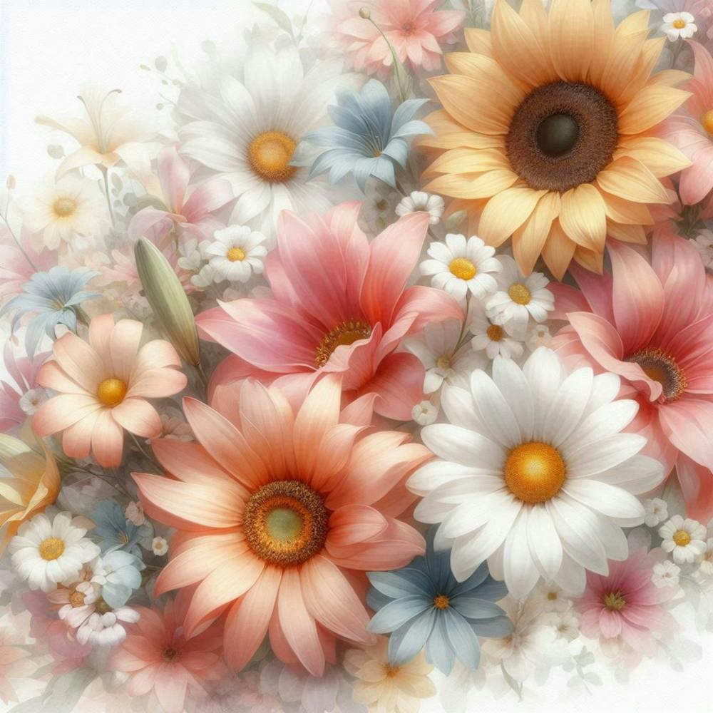 Summer Floral Dream A Delicate Watercolor Of Blooming Flowers 1