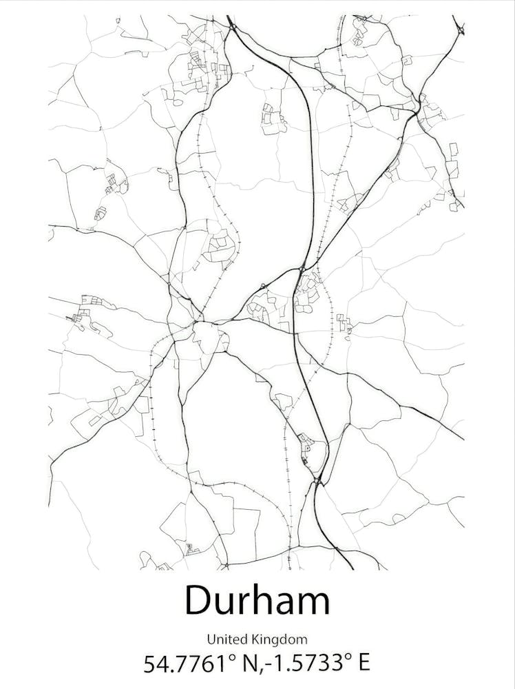Durham,United Kingdom Minimalist Map