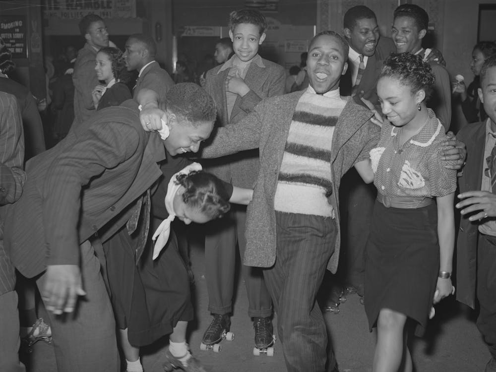 Having Fun At Rollerskating Rink Of Savoy Ballroom,Chicago, Illinois By Russell Lee