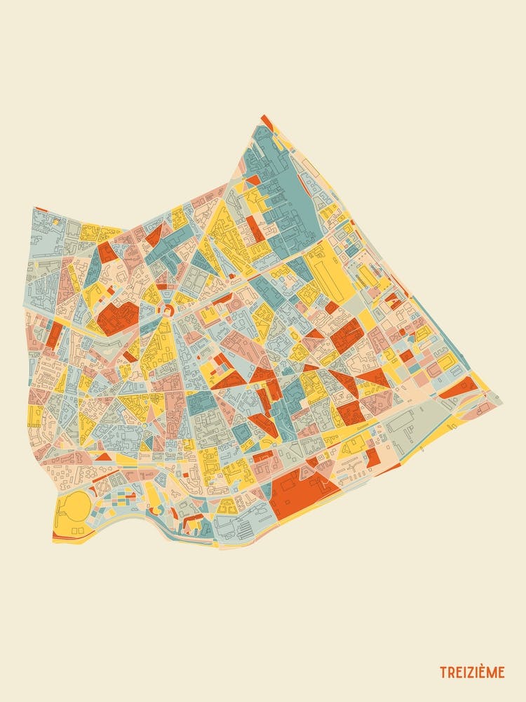 Paris France 13th Arrondissement Neighbourhood Map