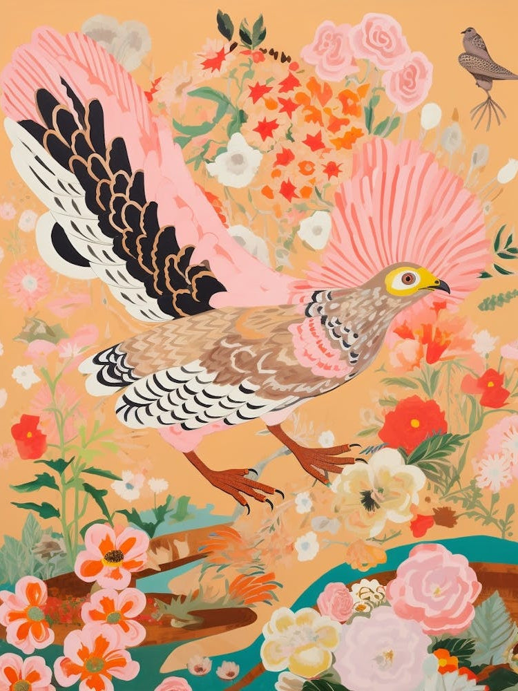 Maximalist Bird Painting Lark 4