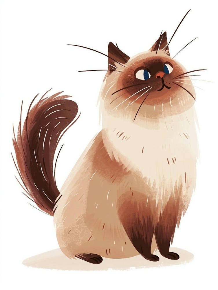 Birman Cat Clipart Illustration 2
