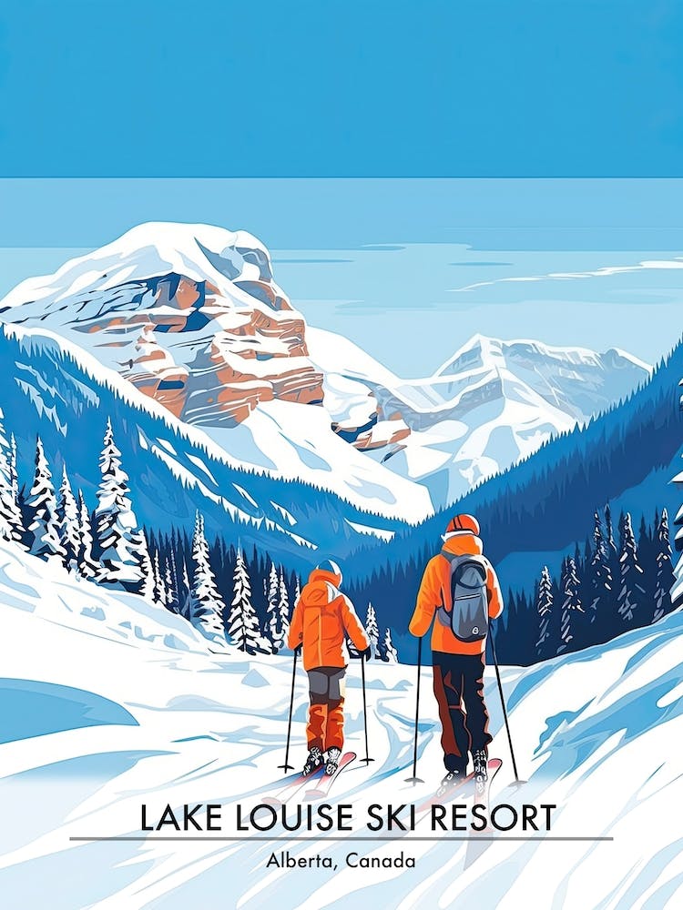 Lake Louise Ski Resort Alberta Canada, Illustration d'affiche de station de ski 1