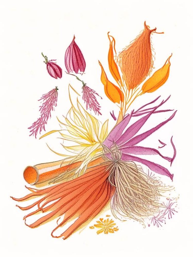 Saffron Spices And Herbs Pencil Illustration 1
