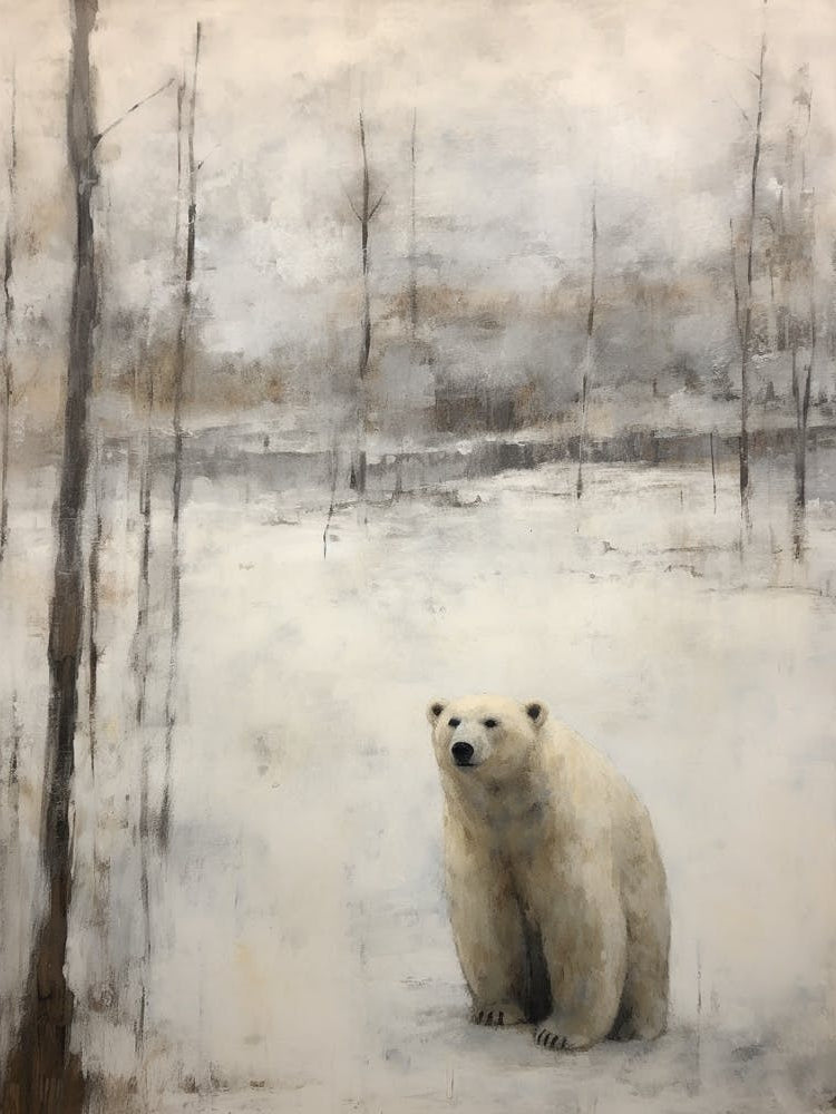 Vintage Winter Animal Painting Polar Bear 1