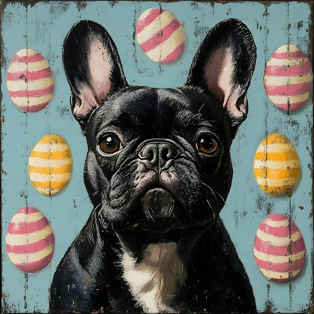 Frenchie With Easter Eggs 2