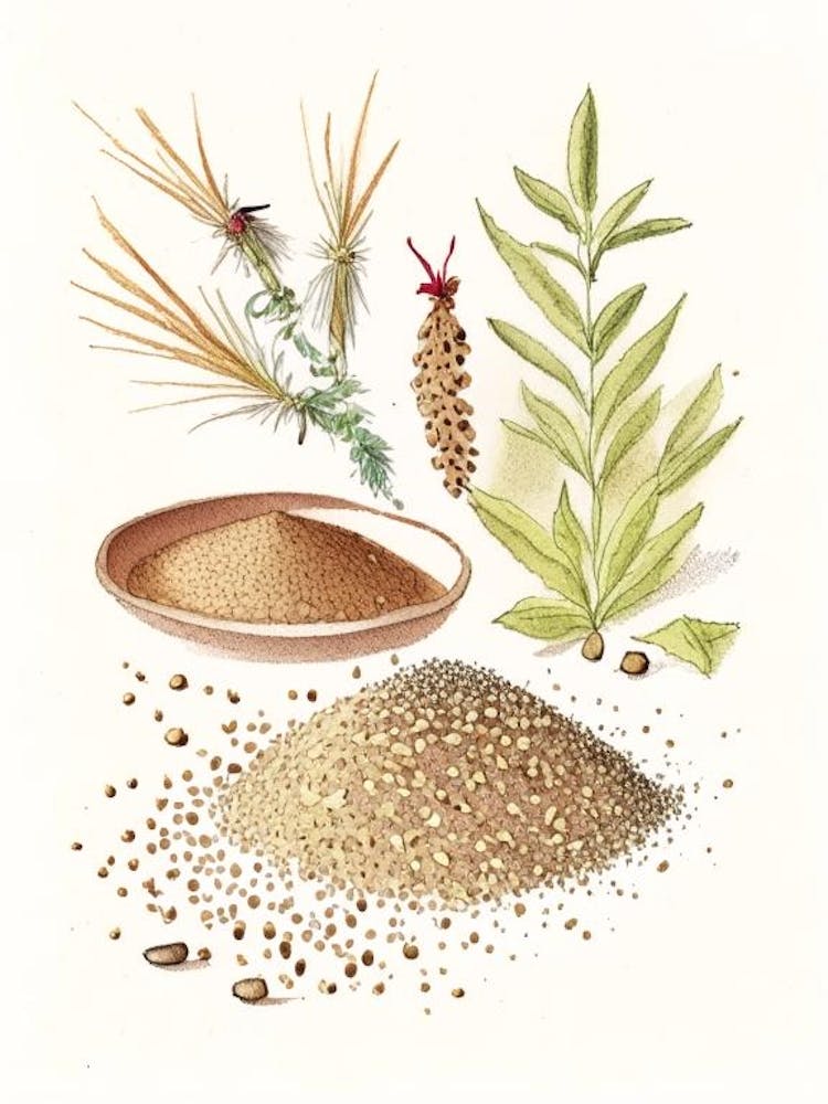 Sesame Seeds Spices And Herbs Pencil Illustration 3