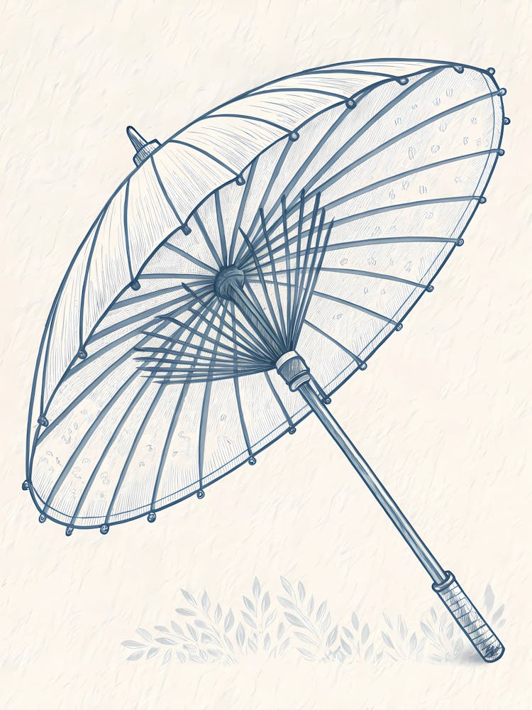 Minimalist Ink Sketch Of Traditional Paper Umbre