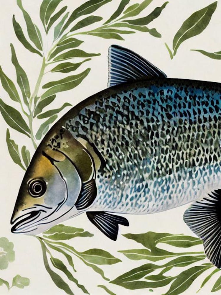 Black Sea Bass Vintage Graphic Watercolour