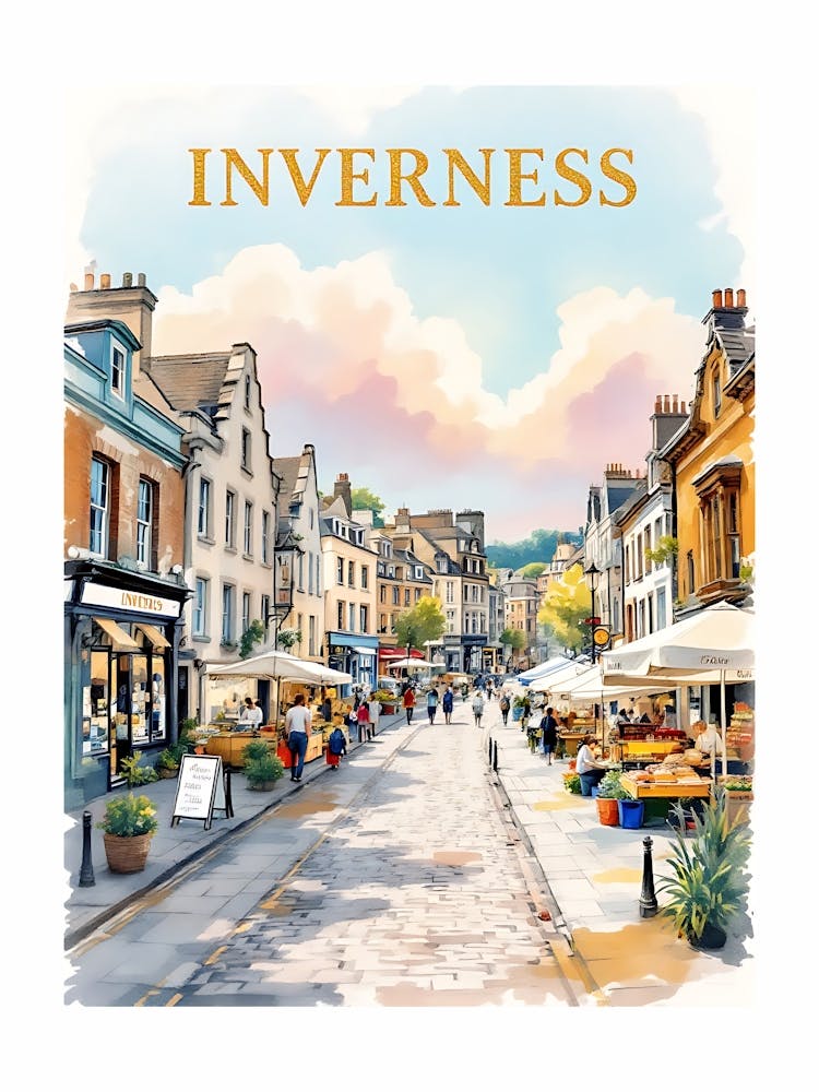Inverness Watercolor Vintage Travel V 03