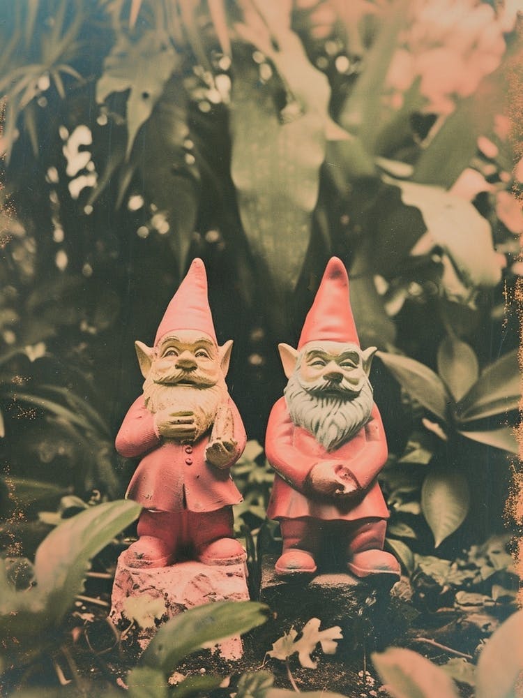 Retro Photo Of Gnomes In The Garden 3