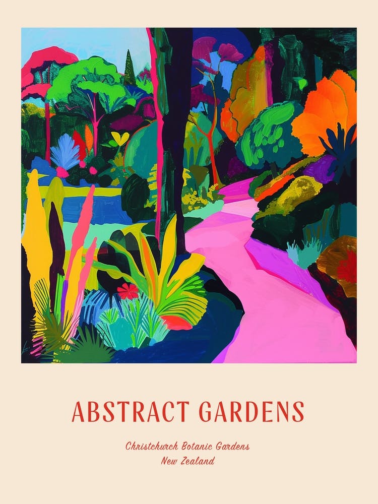 Colourful Gardens Christchurch Botanic Gardens New Zealand 1 Red Poster