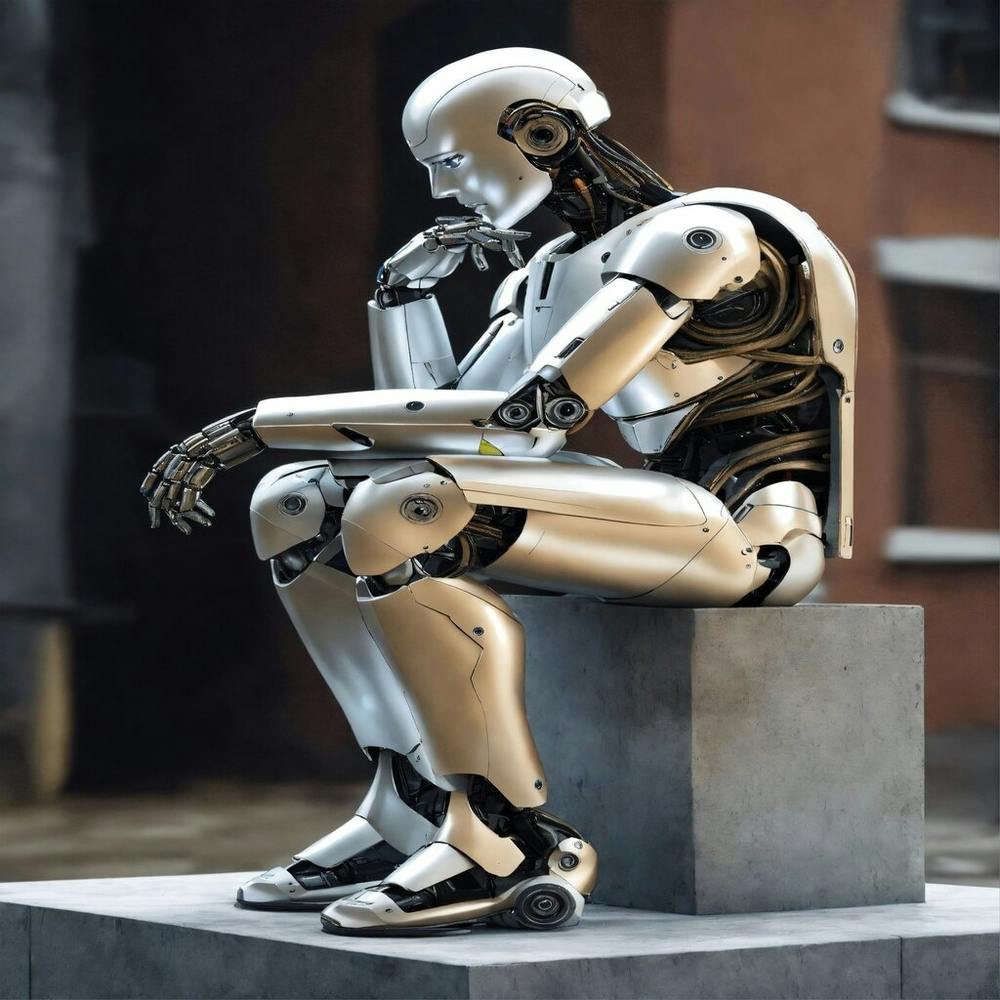 Robot Sitting On A Block