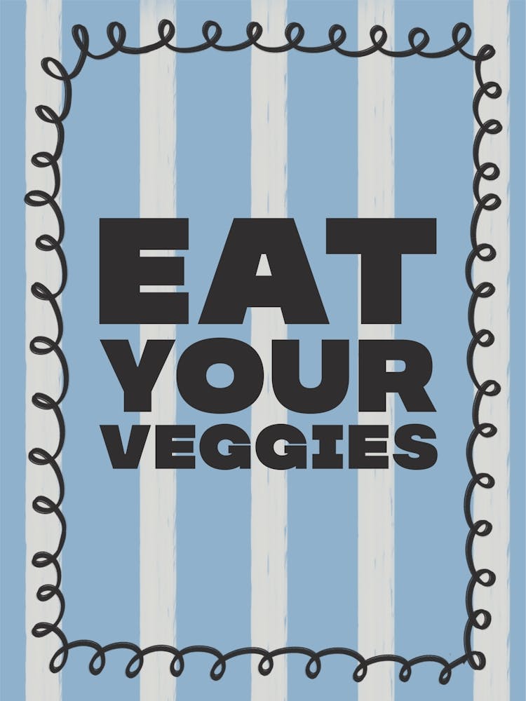 Eat Your Veggies Cute Blue Kitchen