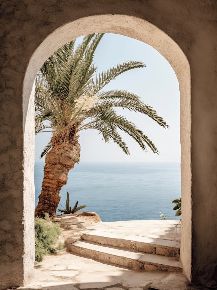 Mediterranean Arch Seascape, Summer Vintage Photography