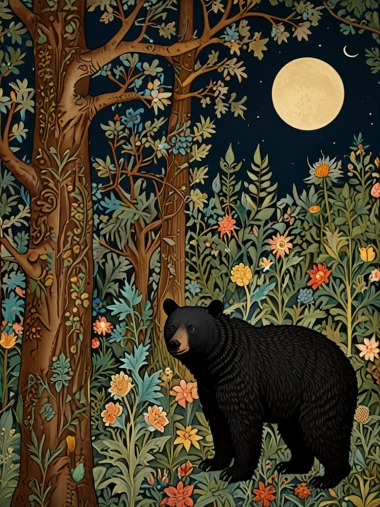 William Morris Black Bear In The Forest 1