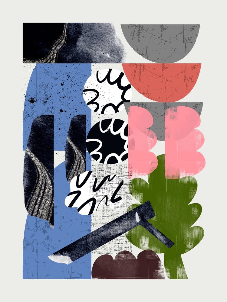 Abstract Shape Collage In Blue