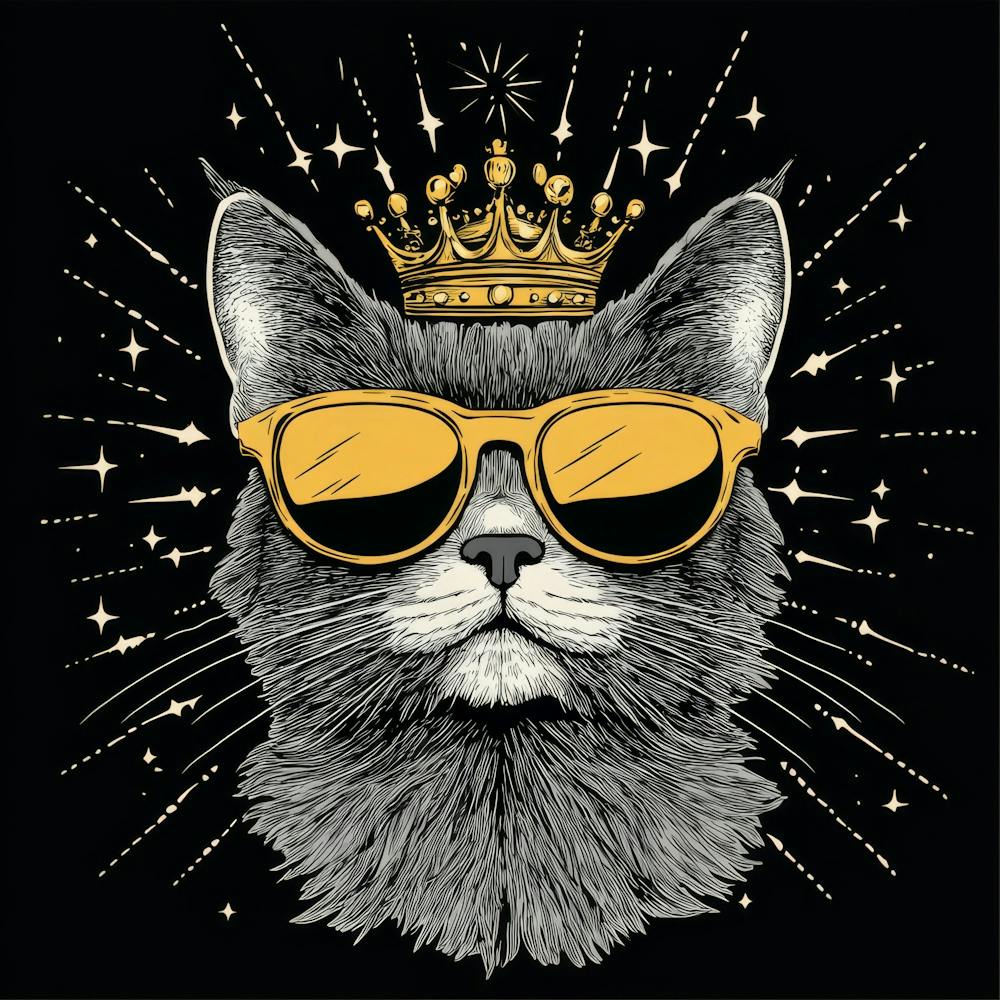 Cat With Golden.Generated AI. Wall 1