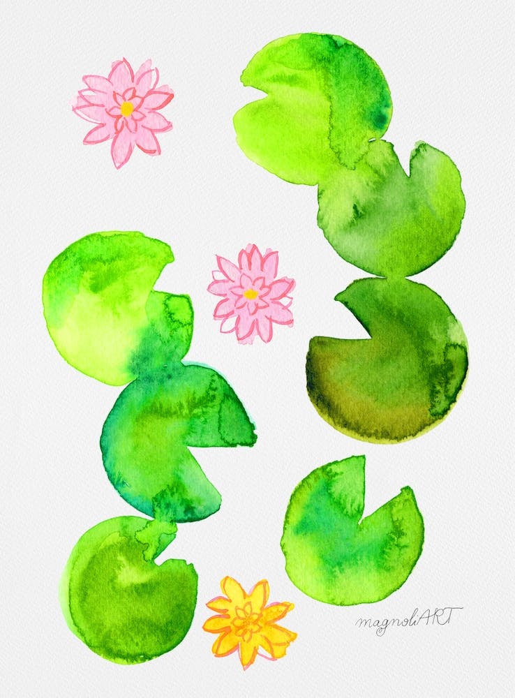 Water Lilies Watercolor Artwork