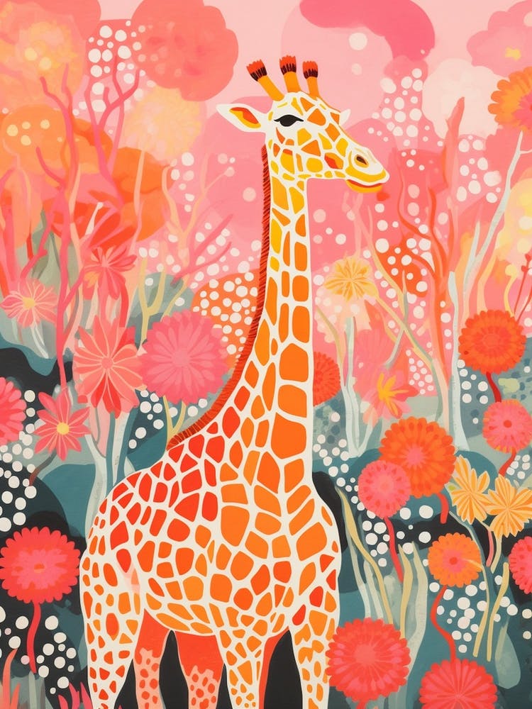 Giraffe In The Trees Cute Pink Patterns 3