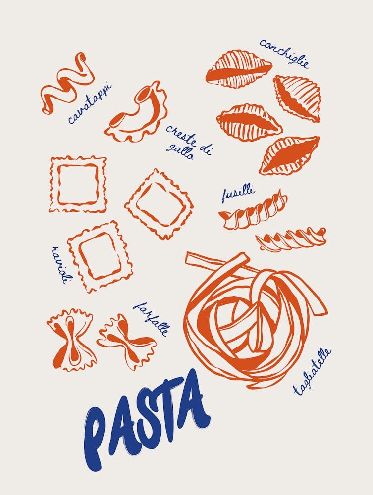 Affiche Formes de Pâtes