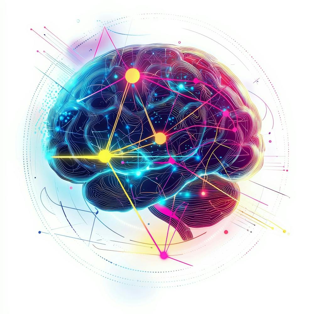 Design Quantum Computing Brain With Glow Generated AI. Wall