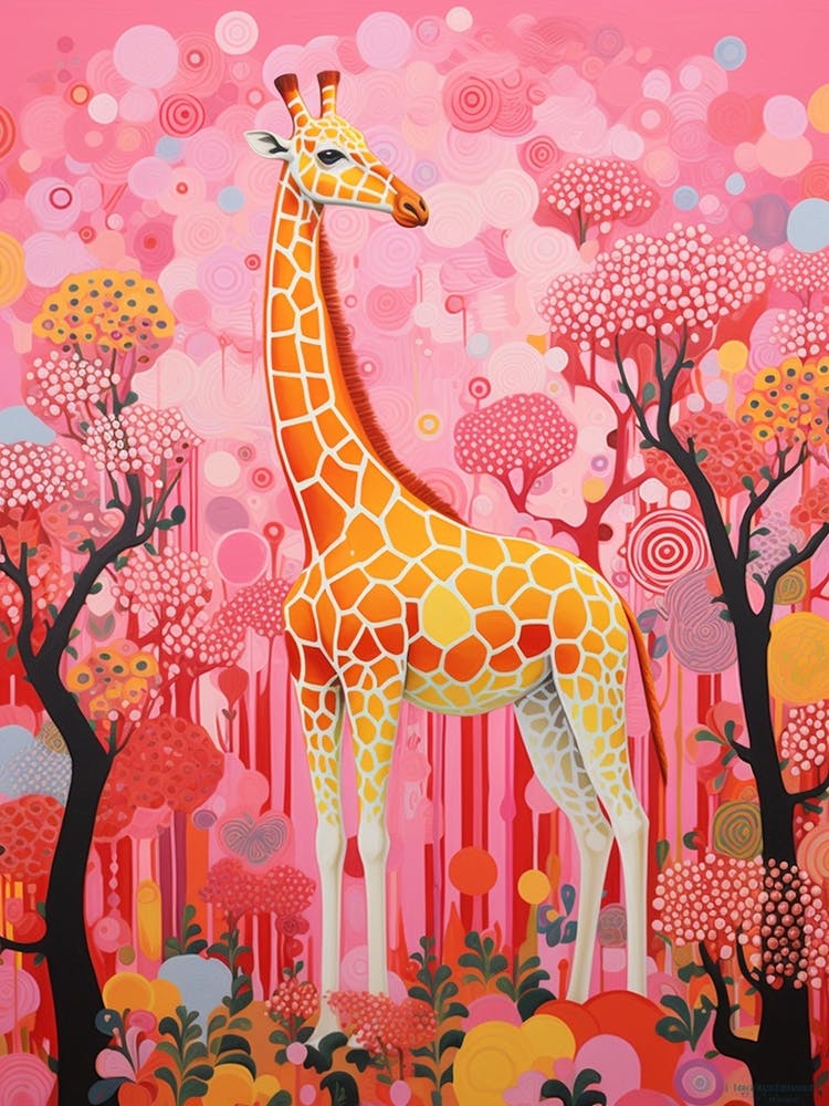 Colourful Giraffe & The Trees