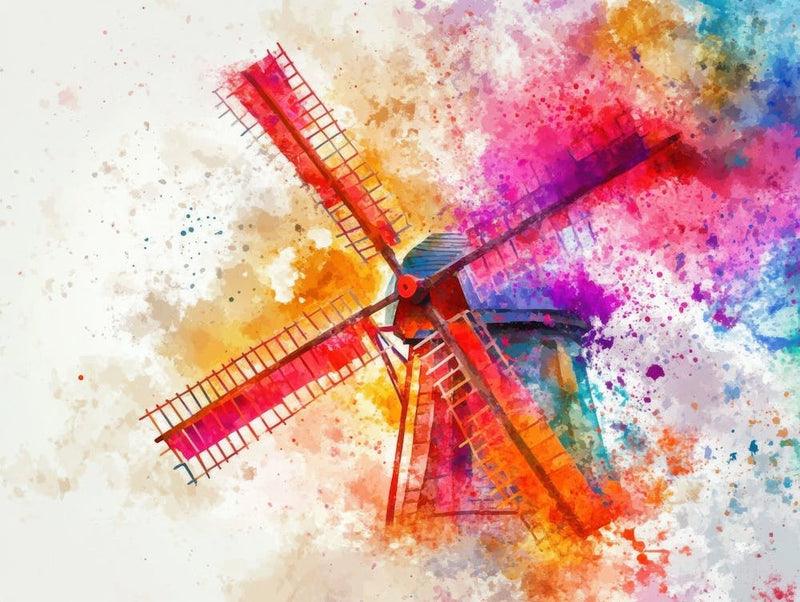 Watercolor Windmill