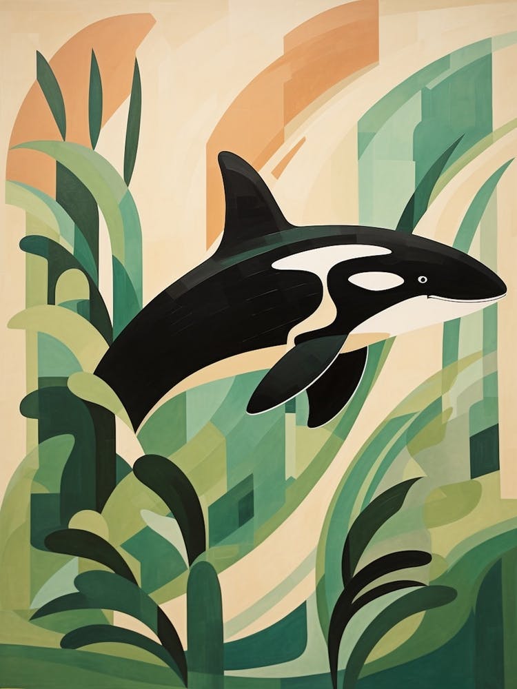 Abstract Orca Whale Geometric Collage 2