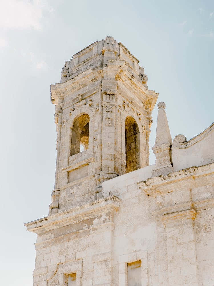 Church Tower, historic building in Monopoli, Puglia, Italy - architecture and travel photography