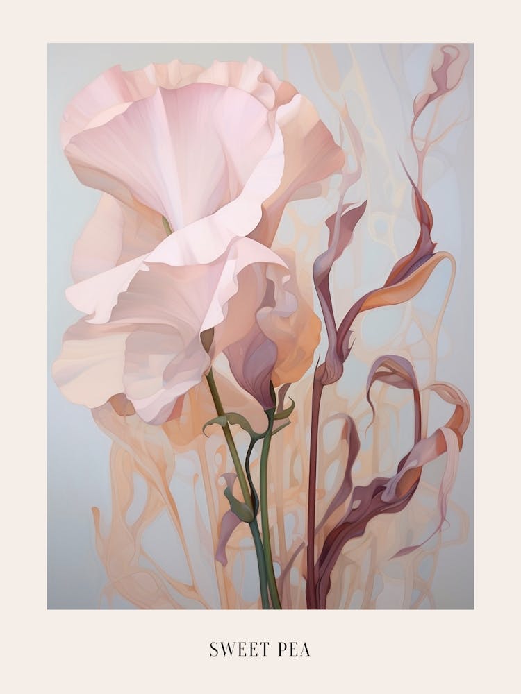 Floral Illustration Sweet Pea 1 Poster