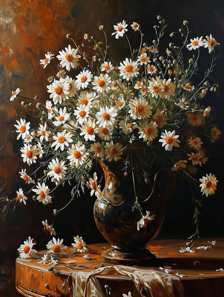 Baroque Floral Still Life Oxeye Daisy 4