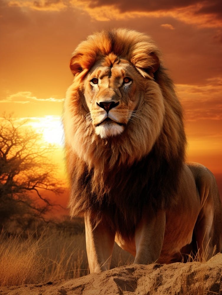 African Lion Sunset Portrait 2