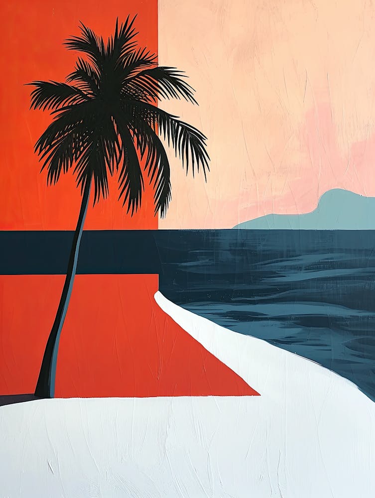 Palm Tree On The Beach, Minimalism