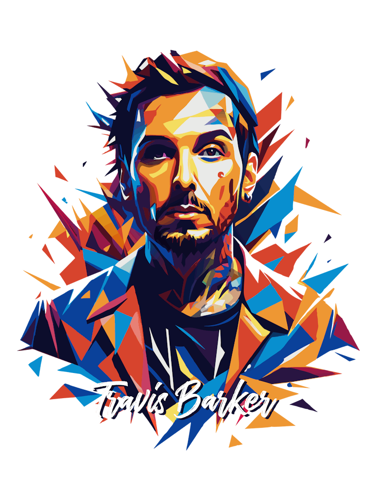 Travis Barker Blink 182 01 Portrait Music Icon WPAP Pop Art Style
