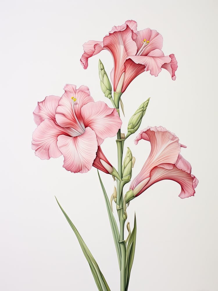 Gladiolus Flower Vintage Botanical 0
