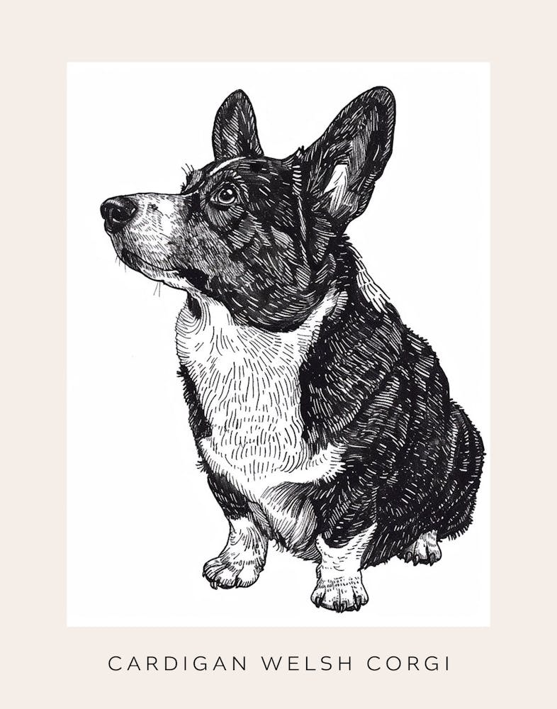 Cardigan Welsh Corgi Line Sketch 3 Poster