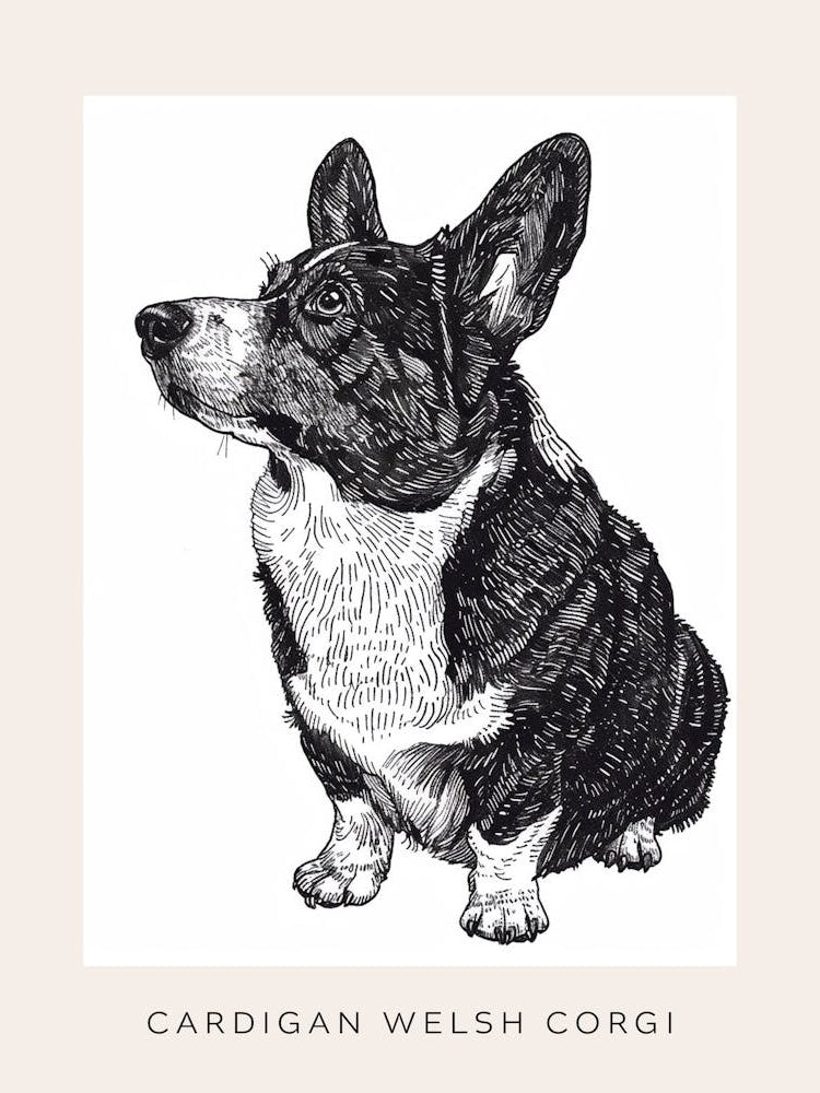 Cardigan Welsh Corgi Line Sketch 3 Poster