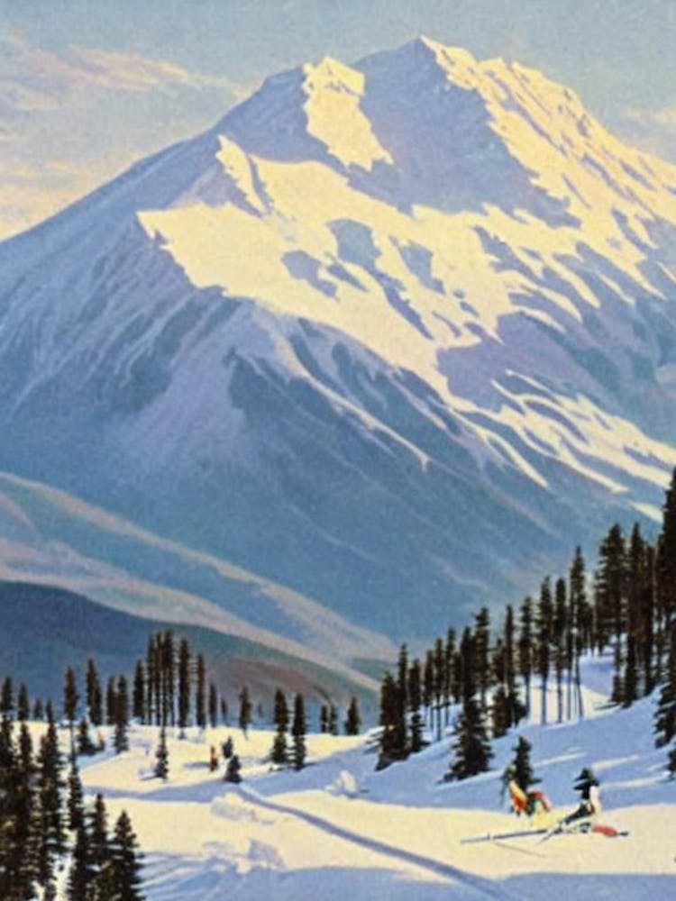 Treble Cone, New Zealand Ski Resort Vintage Landscape 1 Skiing Poster