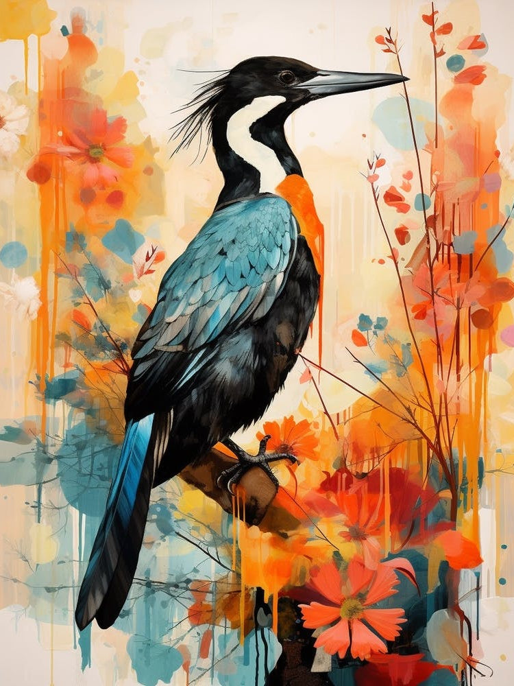 Bird Painting Collage Cormorant 3