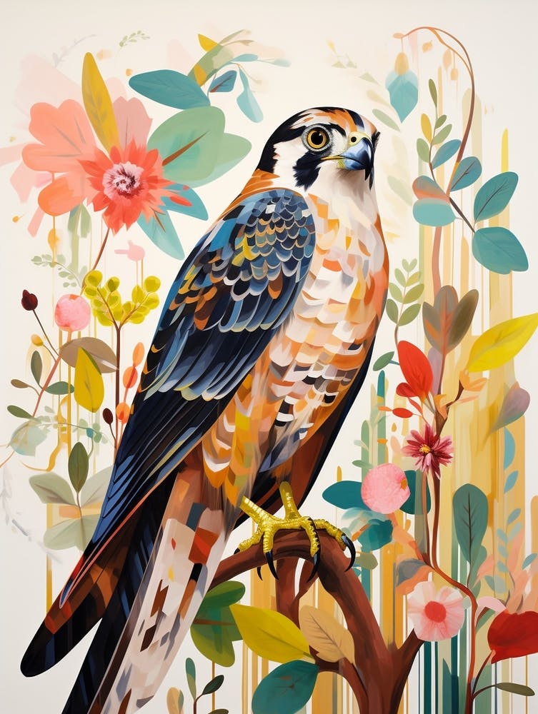 Bird Painting Collage Falcon 6