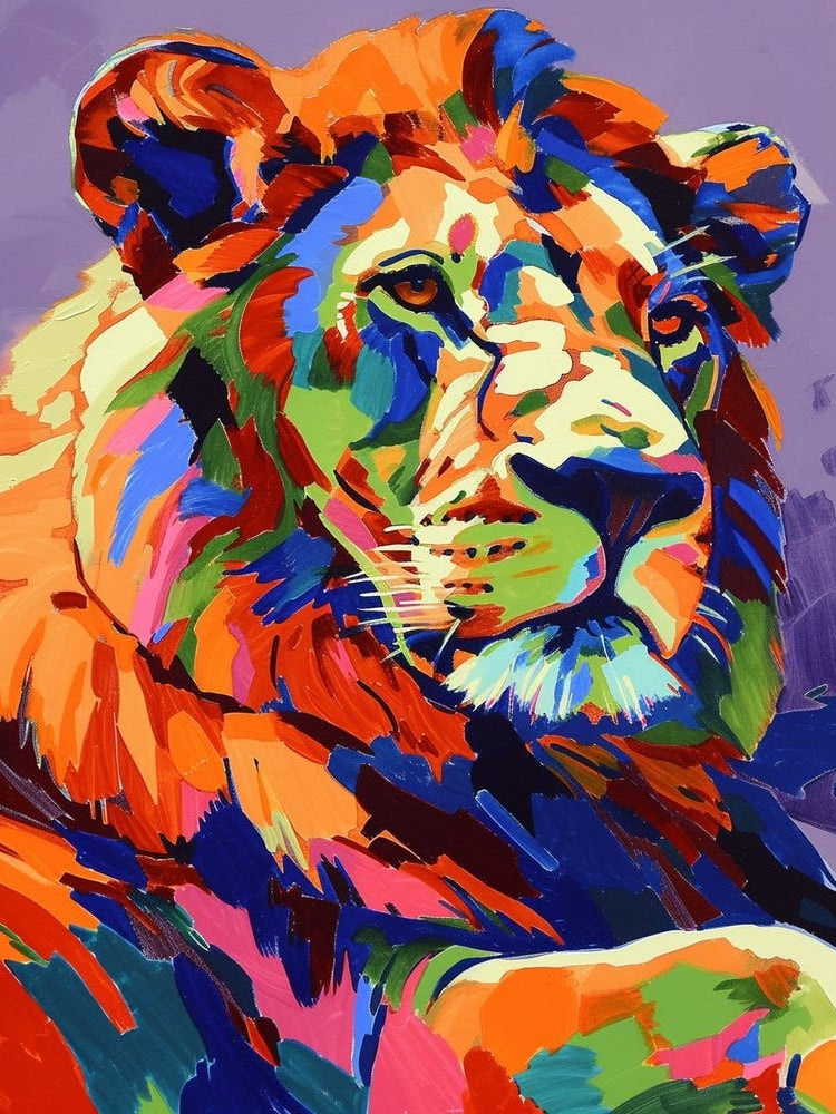 Transvaal Lion Symbolic Imagery Fauvist Painting 2