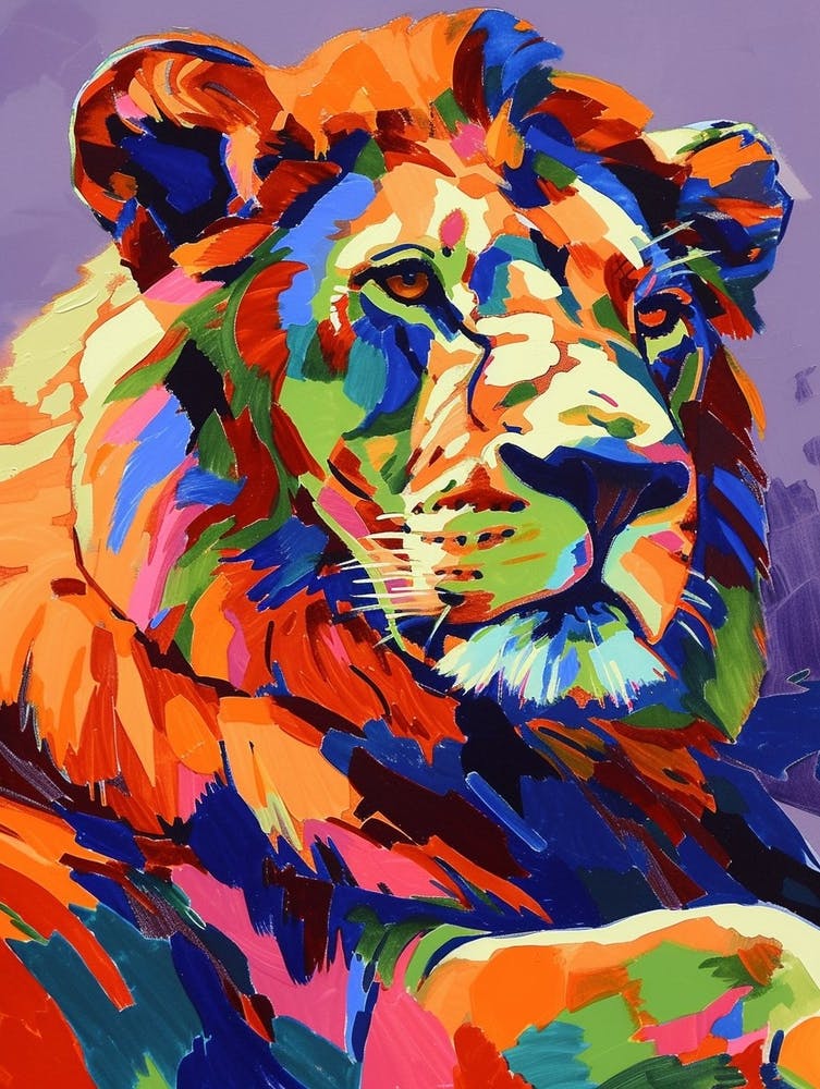 Transvaal Lion Symbolic Imagery Fauvist Painting 2