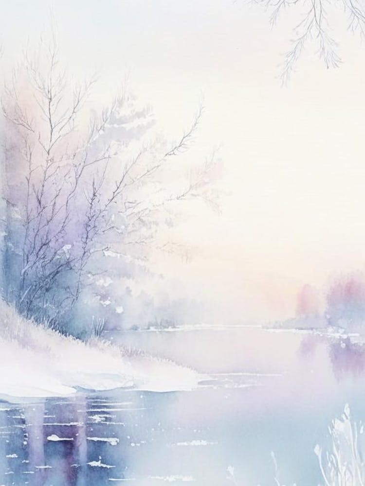 Gefrorene See Wasserlandschaft Gouache 3
