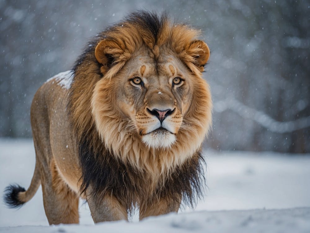 Lion In The Snow