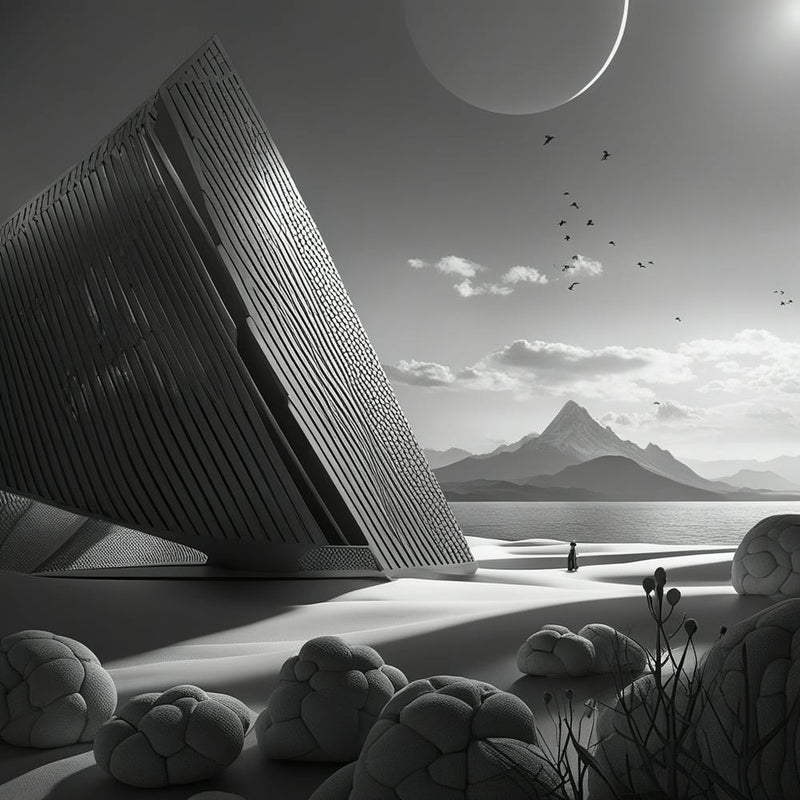 Alien Pyramide Schwarz und Weiß