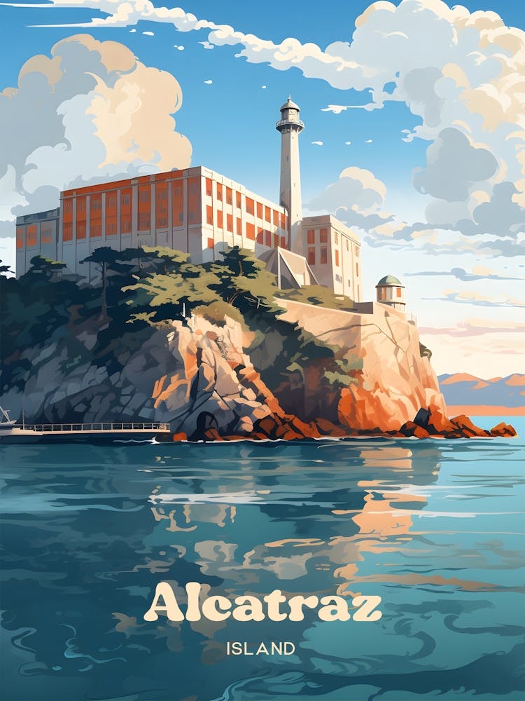 Alcatraz Island San Francisco California USA Illustration